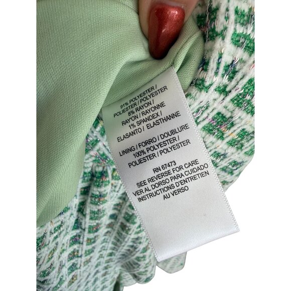 TAYLOR Green Boucle Stretch Drop Waist Ruffle Dress Size 8 - Picture 13 of 13